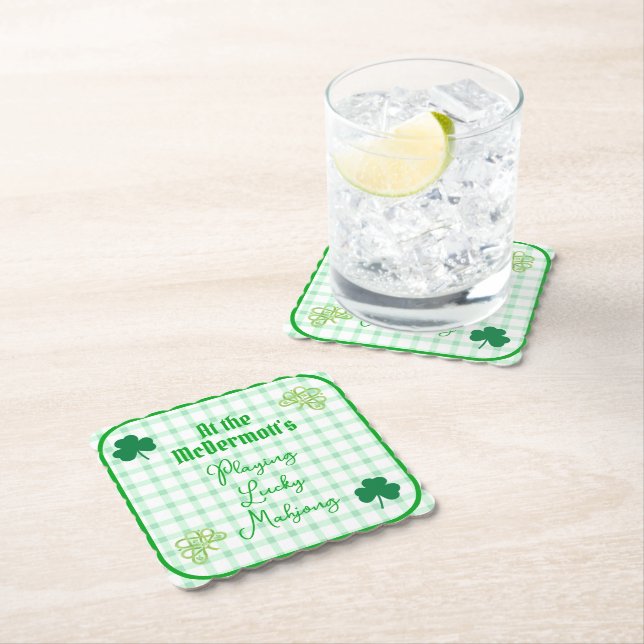 Porta-copo De Papel Jogando Mahjong Sortudo Trevos de Aquarela  (Insitu)