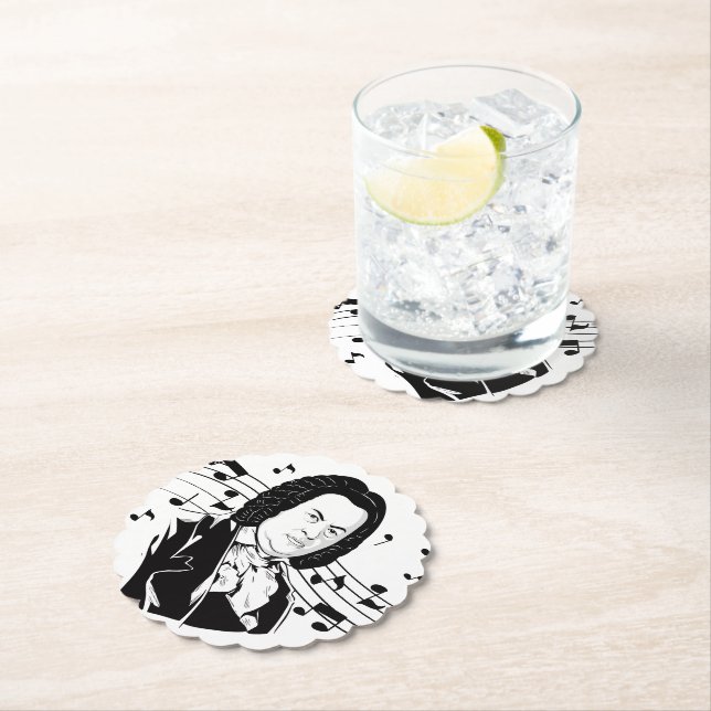 Porta-copo De Papel Johann Sebastian Bach Portrait / Bust com Notas (Insitu)