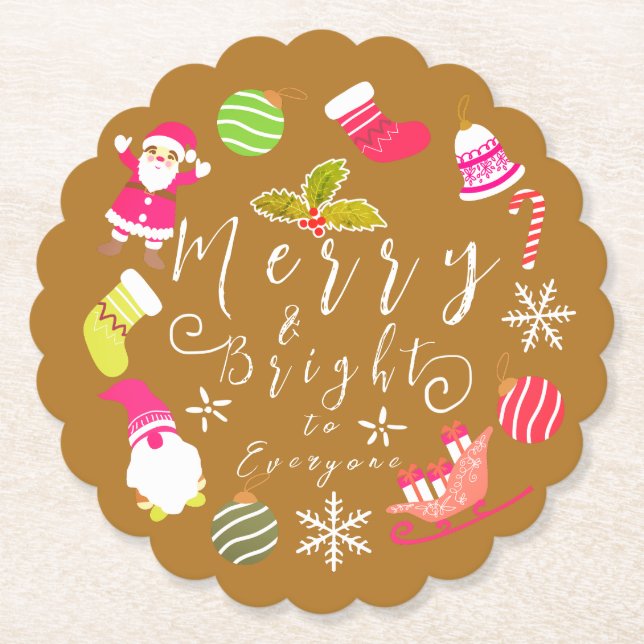 Porta-copo De Papel Joy Natal Dourado (Frente)