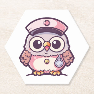 Porta-copo De Papel Kawaii Owl como enfermeira