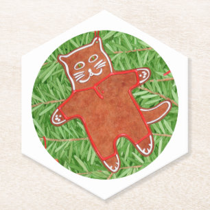 Porta-copo De Papel KITTY DE BISCOITO DE NATAL Apoios de copo Hexágono