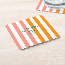 Porta-copo De Papel La Dolce Vita Cinque Terra Cabana Stripe Round