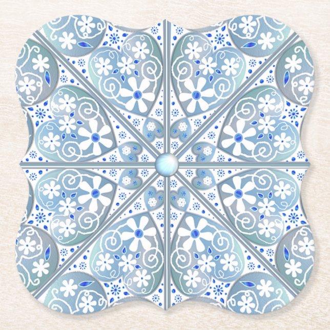 Porta-copo De Papel Lace cerâmico Azul claro (Frente)