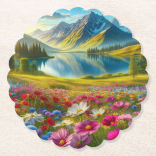 Porta-copo De Papel Lago de montanha primavera/floral colorida