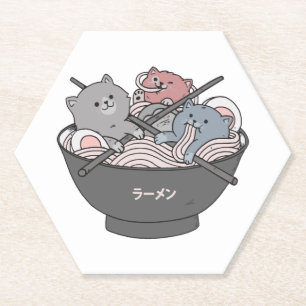 Porta-copo De Papel Lamen de Gato Kawaii
