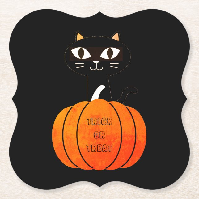 Porta-copo De Papel Laranja Negro Pumpkin Spooky Halloween Assustador (Frente)