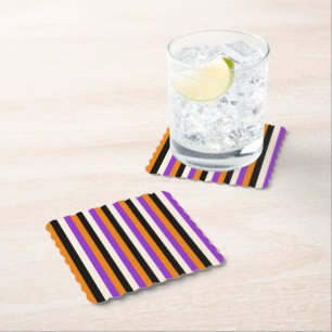 Porta-copo De Papel Laranja Roxo Preto Listra de Halloween