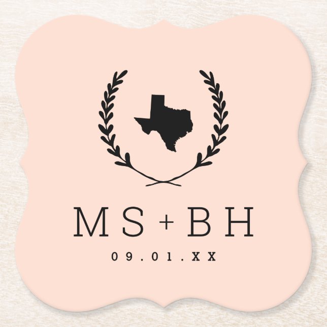 Porta-copo De Papel Laurel Crest Texas Wedding Monograma | Lâmpada (Frente)