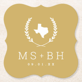 Porta-copo De Papel Laurel Crest Texas Wedding Monograma | Mostarda
