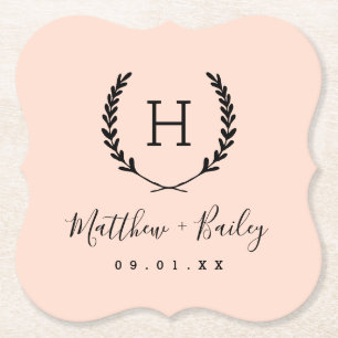 Porta-copo De Papel Laurel Crest Wedding Monograma   Lâmpada