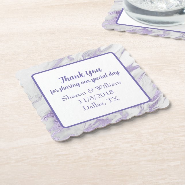 Porta-copo De Papel Lavanda Marbled Wedding Favor (Angular)