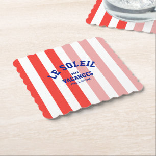Porta-copo De Papel Le Soleil Vacances Riviera Cabana Stripe Francês