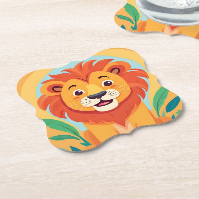 Porta-copo De Papel Leão bonito face safari Festa de aniversário selva (Angular)