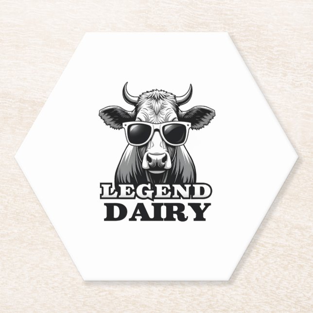 Porta-copo De Papel Legend Dairy Funny Farmer Cow Farmer Pun Graphic T (Frente)