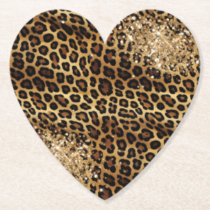 Porta-copo De Papel Leopard Imprima Largura Glitzy Sparkle Dourada