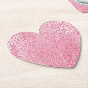 Porta-copo De Papel Leopardo bonito Glitter Rosa-Rosa