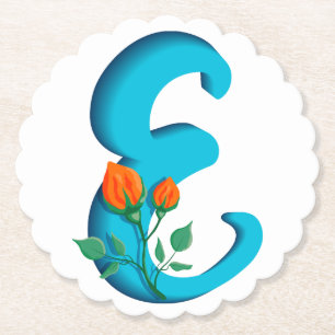 Porta-copo De Papel Letra maiúscula E monograma floral