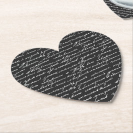 Porta-copo De Papel Letra Romântica Preto Branco Coração Amor
