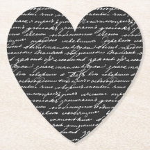 Letra Romântica Preto Branco Coração Amor