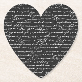 Porta-copo De Papel Letra Romântica Preto Branco Coração Amor