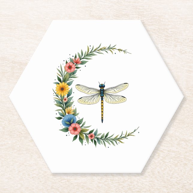 Porta-copo De Papel Libélula Boho Lua Crescente Sinal de Paz Hippie Dr (Frente)