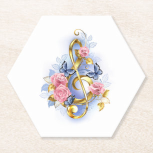 Porta-copo De Papel Limpa de árvore com rosas cor-de-rosa