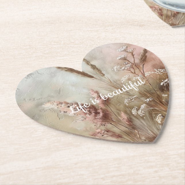 Porta-copo De Papel Linda Bege Rosa Boho Floral Charmosa (Angular)