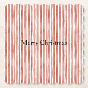 Porta-copo De Papel Listras Brancas Vermelhas de Natal