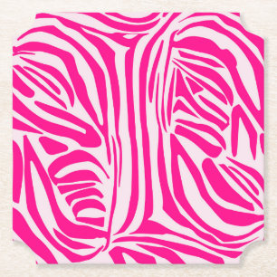 Porta-copo De Papel Listras de zebra rosa