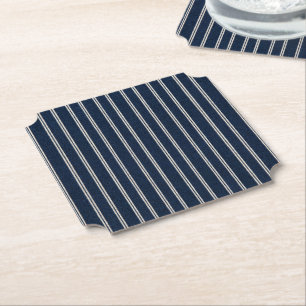 Porta-copo De Papel Listras Finas Duplas Azul Marinho com Efeito de Tr