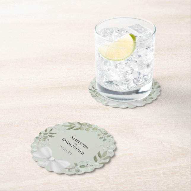 Porta-copo De Papel Livro Verde Rustic Eucalyptus Wreath Sage (Insitu)