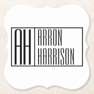 Porta-copo De Papel Logotipo de Iniciais e Nomes Mínimos Modernos