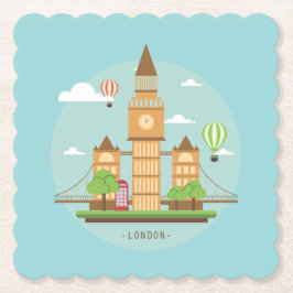 Porta-copo De Papel London England Landmarks Drink Coasters