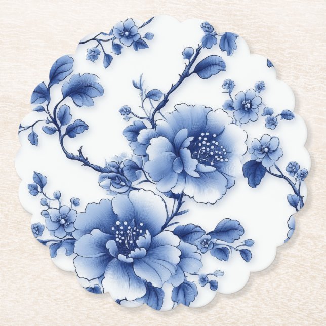 Porta-copo De Papel Loral Bloom Napkins - Edição Blue Blossom (Frente)