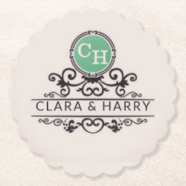 Porta-copo De Papel Luxury Calligraphic Elegant Monogram Minimal