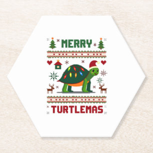 Porta-copo De Papel Luzes de Natal Merry Turtlemas Tartaruga Fofa Papa