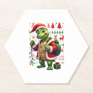 Porta-copo De Papel Luzes de Natal Tartaruga Papai Noel Feio Natal Tar