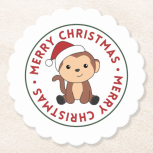 Porta-copo De Papel Macaco Natal Neve Inverno Animais Macacos