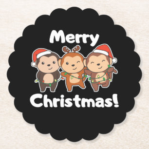 Porta-copo De Papel Macacos de Natal Macacos Macacos Feliz Natal