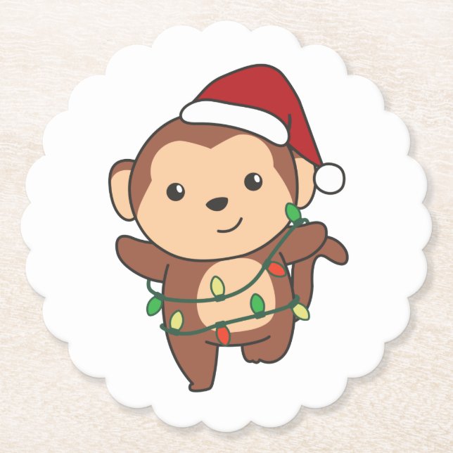 Porta-copo De Papel Macacos Macacos Macacos De Inverno De Natal (Frente)
