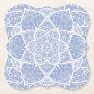 Porta-copo De Papel Mandala azul e branca - Loergann em Blueberry