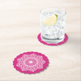 Porta-copo De Papel Mandala Branco em Fundo Rosa