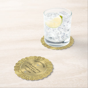 Porta-copo De Papel Mandala de ouro para o 50º aniversário de casame