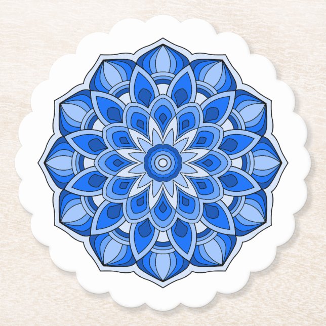 Porta-copo De Papel Mandala em azul (Frente)