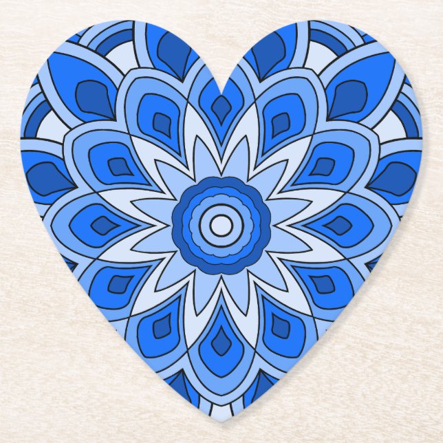 Porta-copo De Papel Mandala em azul (Frente)