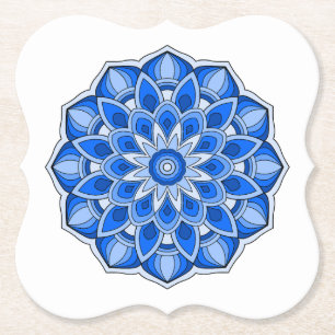 Porta-copo De Papel Mandala em azul