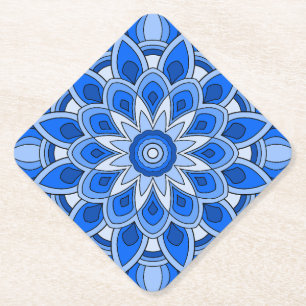 Porta-copo De Papel Mandala em azul