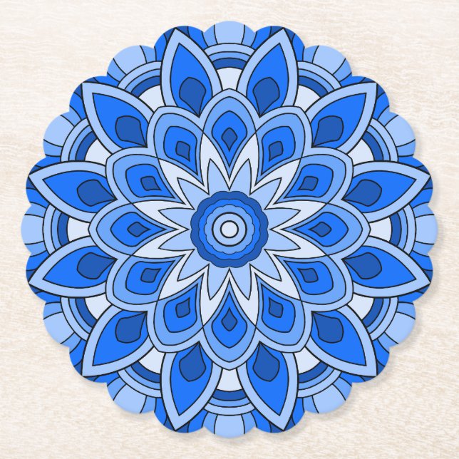 Porta-copo De Papel Mandala em azul (Frente)