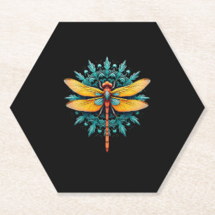 Porta-copo De Papel Mandala Libélula - Flor de Lótus Amante de Insetos