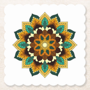 Porta-copo De Papel Mandala Padrão 02 em amarelo e em tom